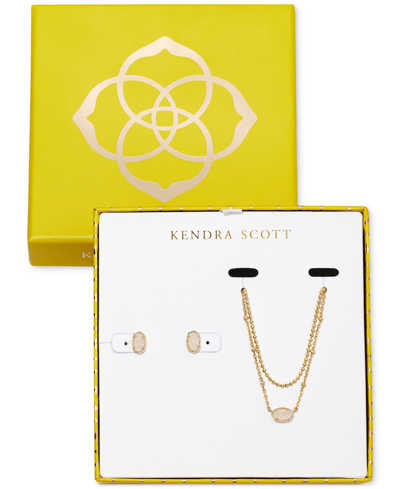 Kendra Scott 14k Gold-plated 2-pc. Set Druzy Layered Pendant Necklace & Matching Stud Earrings In Gold Irids