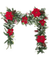 VILLAGE LIGHTING COMPANY 9' ARTIFICIAL CHRISTMAS GARLAND WITH LIGHTS, CHRISTMAS POINSETTIA