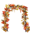 VILLAGE LIGHTING COMPANY 9' ARTIFICIAL GARLAND WITH LIGHTS, FALL HARVEST LEAF