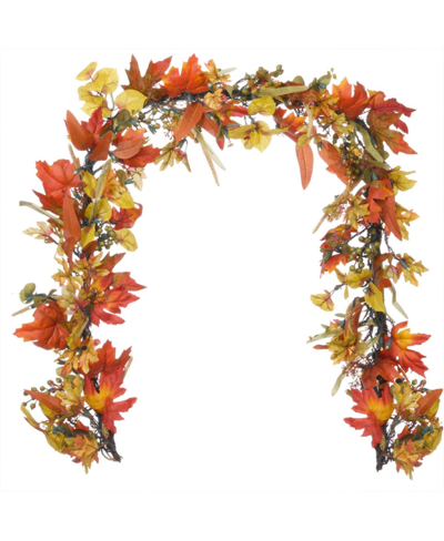 Village Lighting Company 9' Artificial Garland With Lights, Fall Harvest Leaf In Assorted
