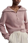 Varley Mentone Half Zip Sweater In Pale Mauve
