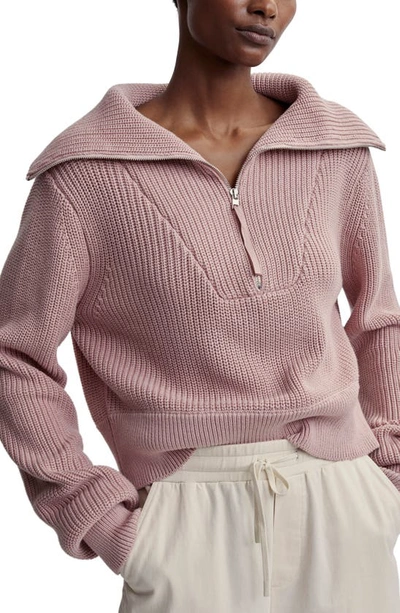 Varley Mentone Half Zip Sweater In Pale Mauve