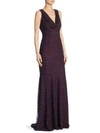 CARMEN MARC VALVO Beaded Lace Gown