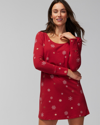 SOMA WOMEN'S EMBRACEABLE LONG SLEEVE NIGHT GOWN IN RED SIZE MEDIUM | SOMA