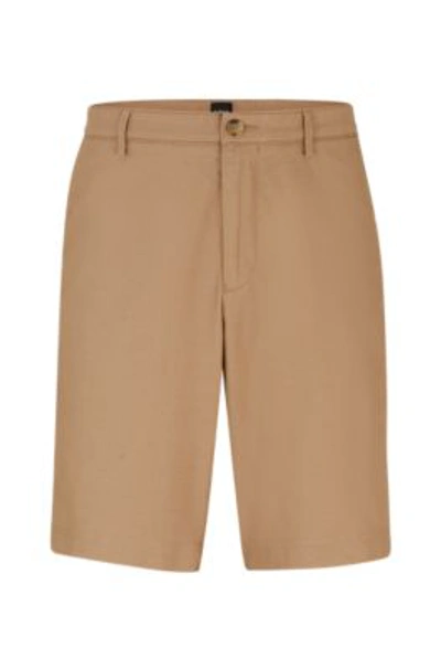 Hugo Boss Slim-fit Shorts In Beige