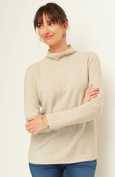 Jjill J.jill Pure Jill Textured Funnel-neck Sweater In Stone Heather