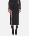 Jacquemus Pareo Croissant Buckle Slit Long Skirt In Black