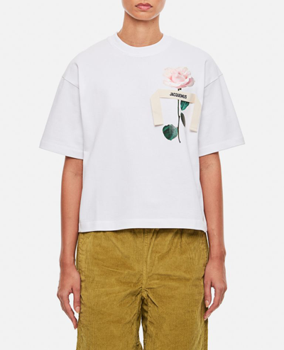 Jacquemus Cotton Tshirt Rose In White