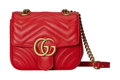 Pre-owned Gucci Gg Marmont Mini Shoulder Bag Red