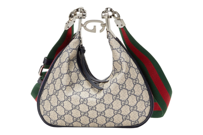 Pre-owned Gucci Attache Small Shoulder Bag Beige/blue