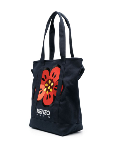 Kenzo Boke Flower Embroidered Tote Bag In Black