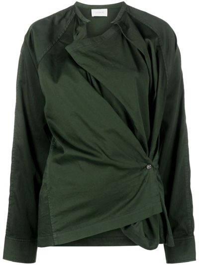 Lemaire Twisted Cotton Poplin Top In Green