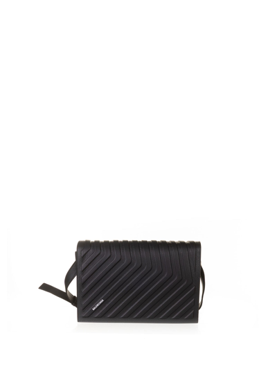 Balenciaga Leather Shoulder Bag With Logo Print In Black