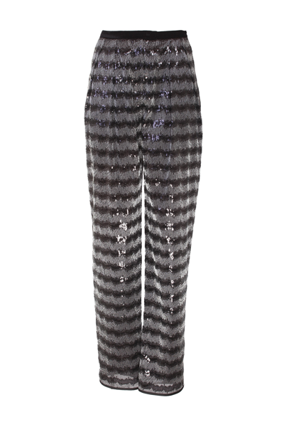 Emporio Armani Chevron Motif Trousers In Black/grey