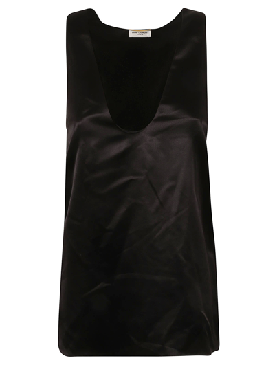 Saint Laurent Deep V-neck Tank Top In Black