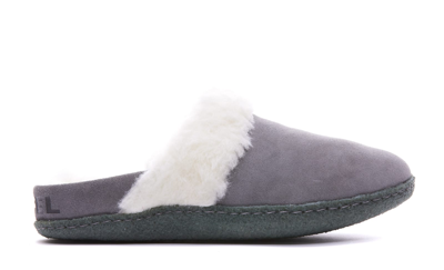 Sorel Nakiska Slide Ii Faux Fur Slippers In Grey