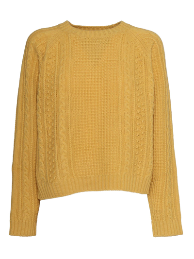 Weekend Max Mara Women's Mixed Cable-knit Wool Crewneck Sweater In Yellow