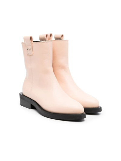 N°21 Kids' Logo-plaque Leather Ankle Boots In Pink
