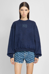 Alexander Wang Logo-print Glitter-detail Sweatshirt In Blue