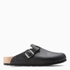 Birkenstock Boston Bs Oiled Leather Slides In Black