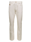 VERSACE WHITE RELAXED JEANS WITH MEDUSA DETAIL IN COTTON DENIM MAN