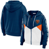 Wear By Erin Andrews Navy/white Chicago Bears Color Block Light Weight Modest Crop Full-zip Hoodie In Navy