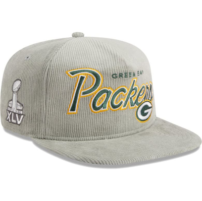 NEW ERA NEW ERA GRAY GREEN BAY PACKERS SUPER BOWL XLV CORD GOLFER SNAPBACK HAT 