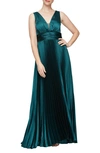 ALEX & EVE PLEATED SATIN GOWN