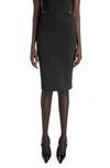 Saint Laurent Rib Pencil Skirt In Noir