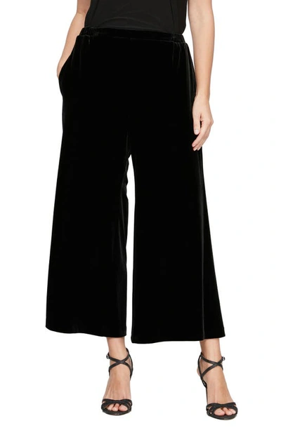 Alex Evenings Velvet Crop Wide Leg Pants In Black