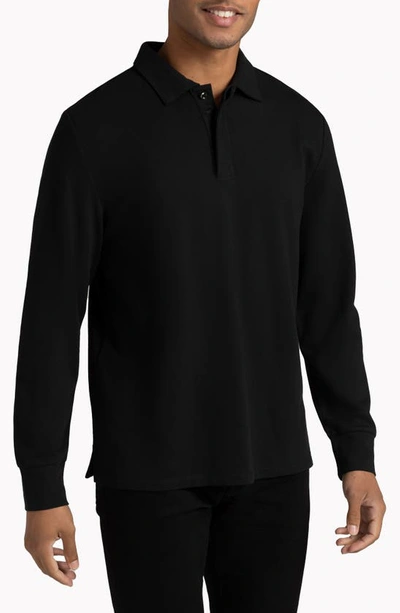 Hypernatural Biscayne Long Sleeve Supima® Cotton Blend Polo In Black Beauty