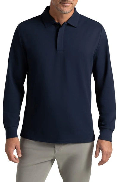 Hypernatural Biscayne Long Sleeve Supima® Cotton Blend Polo In Midnight Navy