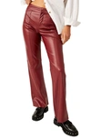 Free People Uptown High Waist Faux Leather Flare Pants In Mulberries