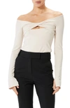 Sophie Rue Olympia Twist Cutout Off The Shoulder Top In Ecru