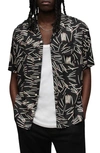 Allsaints Matchstick Retro Print Relaxed Fit Shirt In Jet Black