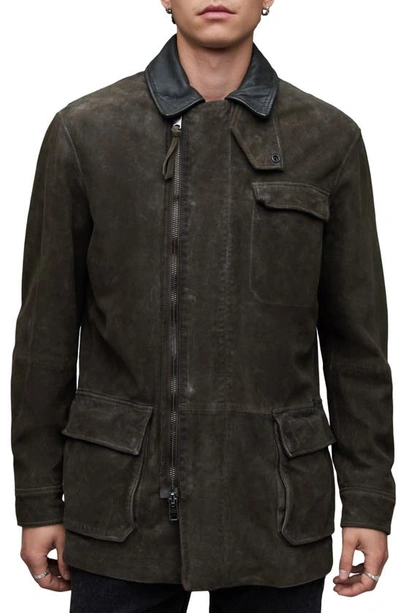 Allsaints Chamber Leather Jacket In Anthracite