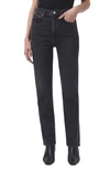 Agolde + Net Sustain Stovepipe High-rise Straight-leg Organic Jeans In Metal