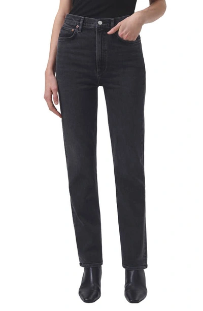 Agolde + Net Sustain Stovepipe High-rise Straight-leg Organic Jeans In Metal