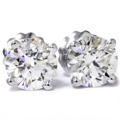 Pompeii3 3 Cttw Diamond Studs With Screw Backs 14k White Gold Lab Grown In Silver