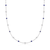 Ross-simons Cz And Simulated Sapphire Station Necklace In Sterling Silver In Multi