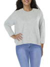 VINCE CAMUTO PLUS WOMENS RIBBED TRIM KNIT CREWNECK SWEATER