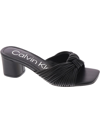 CALVIN KLEIN WOMENS FAUX LEATHER SLIP-ON STRAPPY SANDALS