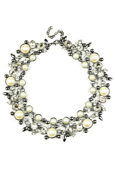Eye Candy La Black Pearl Clementime Collar Necklace In Green