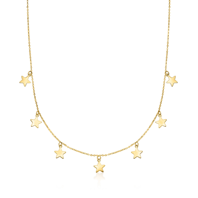 Rs Pure Ross-simons Italian 14kt Yellow Gold Multi-star Charm Necklace