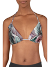 BCBGMAXAZRIA WOMENS RUCHED PRINTED BIKINI SWIM TOP