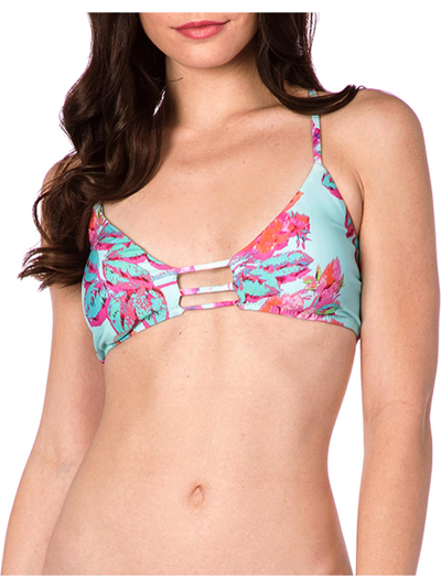 Nanette Lepore Wonderland Floral Enchantress Womens Strappy Beachwear Bikini Swim Top In Multi