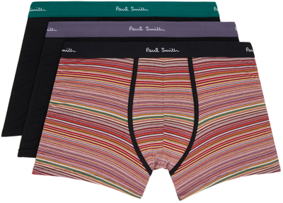 Paul Smith Three-pack Multicolor Long Boxer Briefs In Black