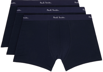 Paul Smith Three-pack Navy Long Boxer Briefs In 47 Blues