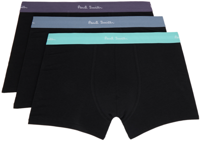 Paul Smith Three-pack Stretch-cotton Boxer Briefs In Black