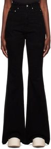 Rick Owens Drkshdw High-rise Waist Flared Leg Trousers In 09 Black